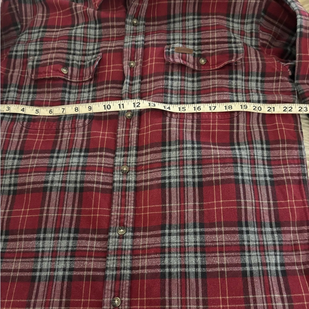 Carhartt Heavy Flannel Red and Gray Plaid Shirt - Picture 3 of 5